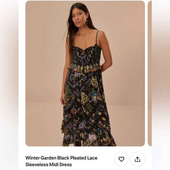 FARM Rio Black Floral Lace Midi Dress - Picture 1 of 6